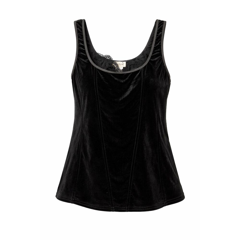 Arianne Velvet Lace Corset Tank Black Medium Y2K Whimsigoth